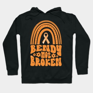 Ehlers-Danlos Syndrome Awareness Ribbon: Bendy Not Broken Orange Boho Rainbow Hoodie